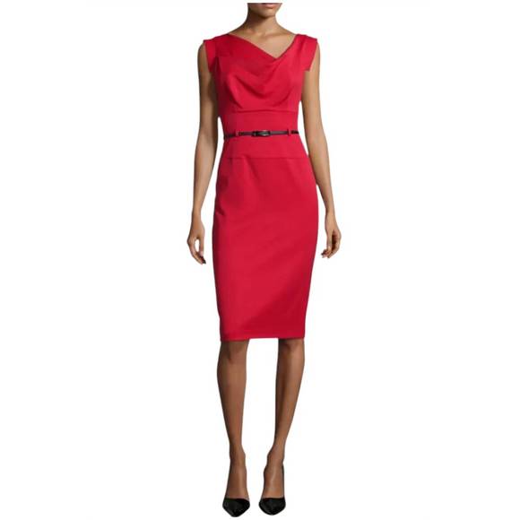 Black Halo Jackie O Belted Sheath Dress
